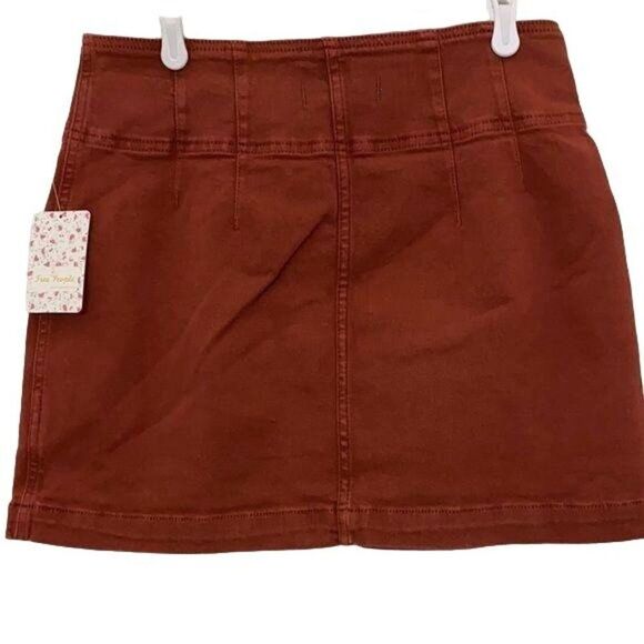 Free People We The Free Mini Virgo Terra -Cotta Front Zip Skirt Sz 31 - Picture 4 of 5